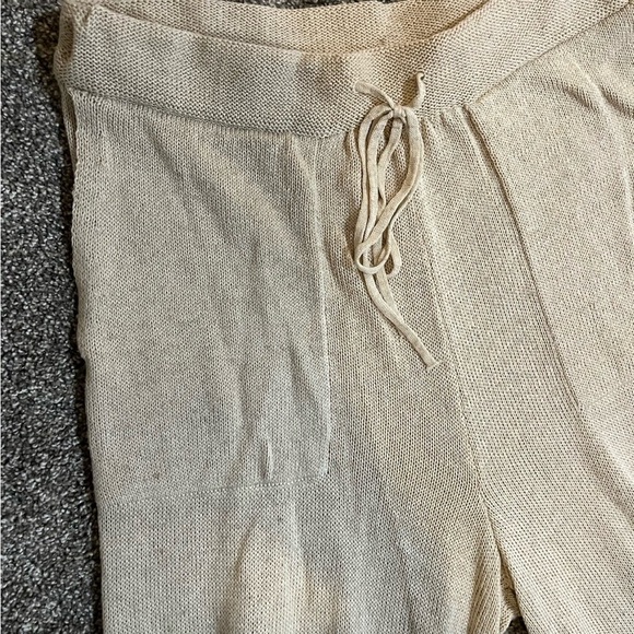 FREE PEOPLE BEACH Living In this Sweater Pants Linen Blend Beige Women’s SMALL - Picture 6 of 9